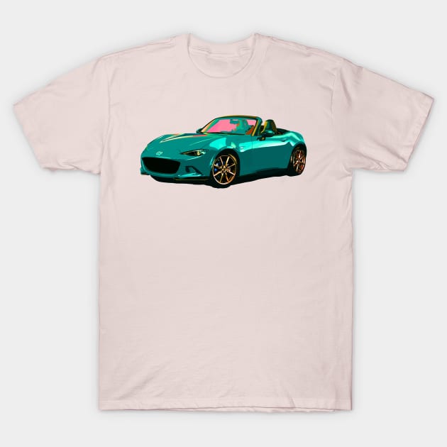 Miata MX5 IV CYAN T-Shirt by CharlieCreator